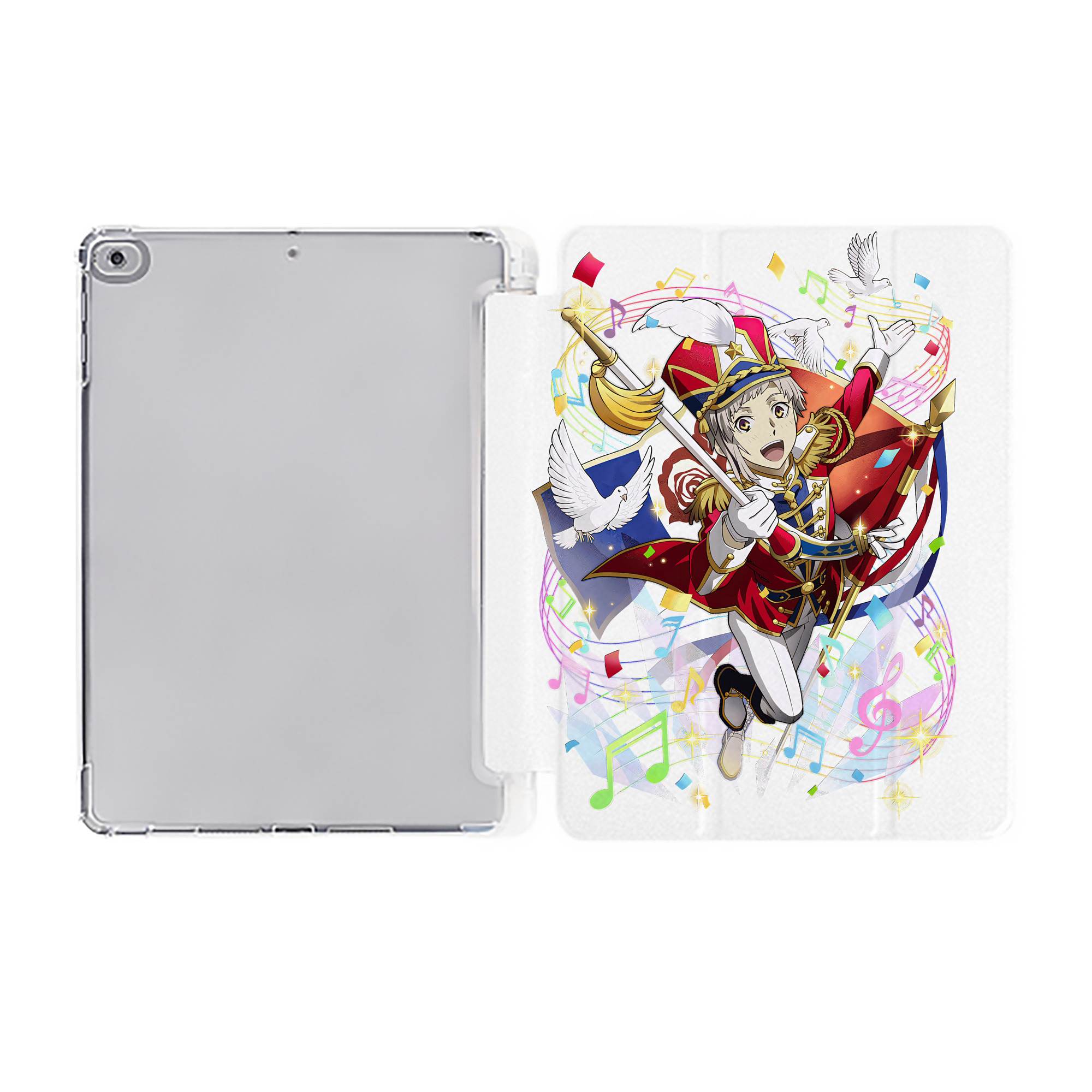（画像用） 文豪ストレイドッグス Bungo Stray Dogs IPad ケース ペン収納付き 三つ折りスタンド PUレザー×シリコン 対応機種9.5/10.5/10.9インチ